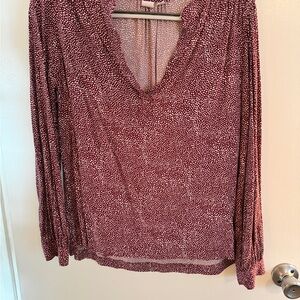 GAP Burgundy Maroon Dots/Leopard Patterned Blouse medium Rayon Med